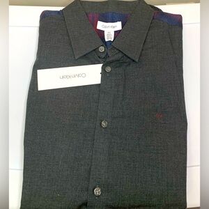 New w/Tag Men’s Calvin Klein Black Plaid Button Down Long Sleeve Shirt Sz M